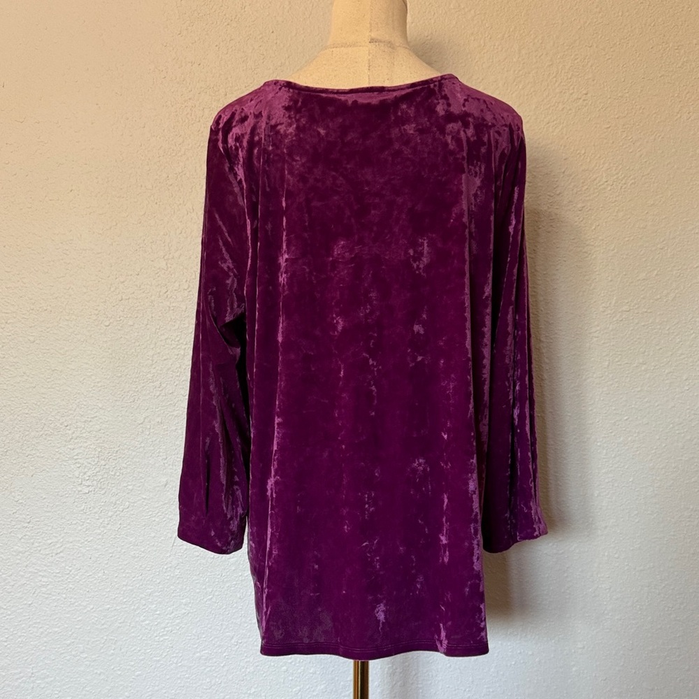 NWT J. Jill Crushed Velvet 3/4 Sleeve Pullover in Sugarbeet size Large Tall - Picture 6 of 15